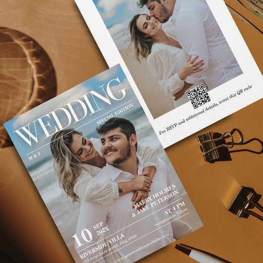 Magazine Editorial Newspaper Wedding Foto Einladun Einladung