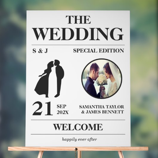 Magazine Editorial Style Wedding Eingang Willkomme Acrylschild (Neutral)