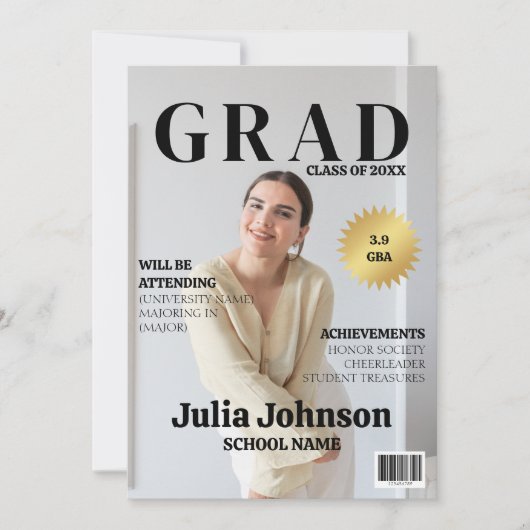 Magazine Modern Foto 2024 Graduate Abschluss Ankündigung (Vorderseite)