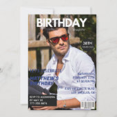 Magazine Navy Blue Foto Funny 38. Geburtstag Einladung (Vorderseite)