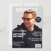 Magazine Navy Blue Foto Funny 57. Geburtstag Einladung (Vorderseite)