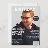 Magazine Navy Blue Foto Funny 68. Geburtstag Einladung (Vorderseite)