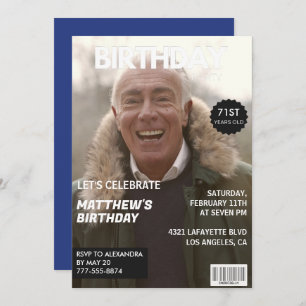 Magazine Navy Blue Foto Funny 71. Geburtstag Einladung