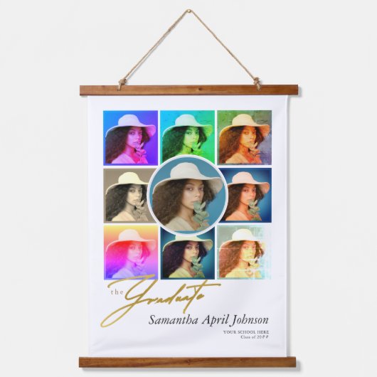 Magazine Pop Art Retro Diptych Abschluss Foto Wandteppich Mit Holzrahmen (Vorderseite)