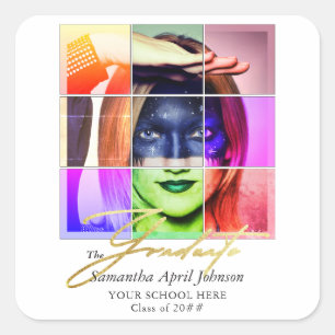 Magazine Pop Art Retro Moderner Abschluss Foto Quadratischer Aufkleber