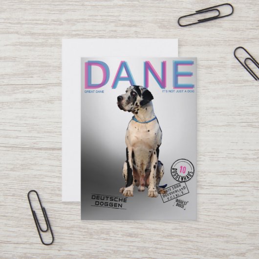 Magazine Style Great Dane Visitenkarte (Vorderseite/Rückseite Beispiel)