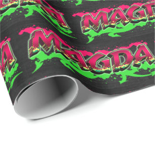 Magda Vorname Name Graffiti red green Geschenkpapier
