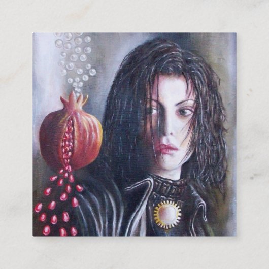 MAGDALEN UND POMEGRANIEN Schwarz-weiß Red Quadratische Visitenkarte (Rückseite)