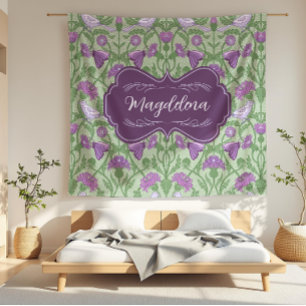 Magdalena Distel und Vögel Art Nouveau Floral Fleecedecke