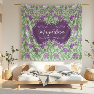 Magdalena Thistle und Birds Art Nouveau Floral Fleecedecke