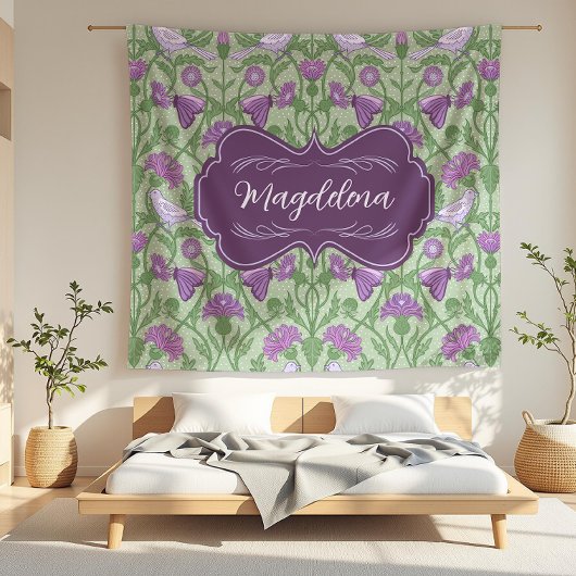 Magdalena Thistle und Birds Art Nouveau Floral Fleecedecke