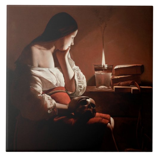 Magdalene mit der Rauchflame, La Tour Fliese (Vorderseite)