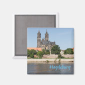 Magdeburg Elbe view Foto Magnet (Vorderseite/Rückseite)