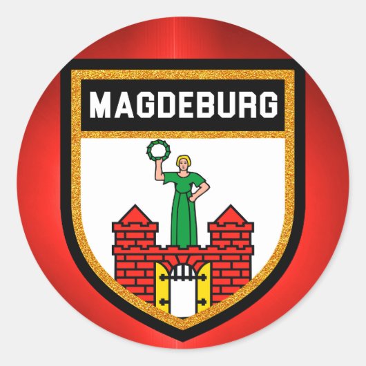 Magdeburg-Flagge Runder Aufkleber (Vorderseite)
