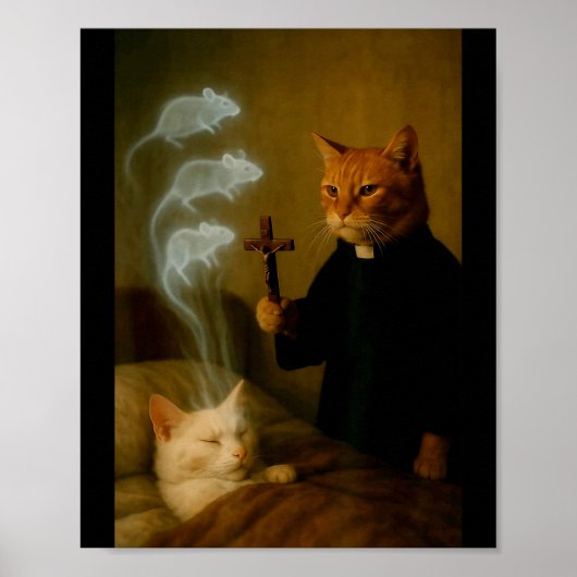 Mage Cat Meme Cat Exorcism Mouse Funny Fantasy Hum Poster (Vorne)