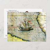 Magellans Schiff Victoria, Antike Karte Pazifische (Vorne/Hinten)