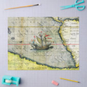 Magellans Schiff Victoria, Antike Karte Pazifische Seidenpapier (Basteln)