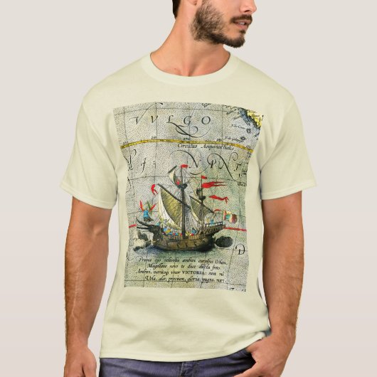 Magellans Schiff Victoria, Antike Karte Pazifische T-Shirt (Vorderseite)