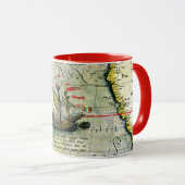 Magellans Schiff Victoria, Antike Karte Pazifische Tasse (VorderseiteRechts)