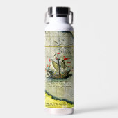 Magellans Schiff Victoria, Antike Karte Pazifische Trinkflasche (Vorne)