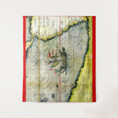 Magellans Schiff Victoria, Antike Karte Pazifische Wandteppich (Vorderseite)