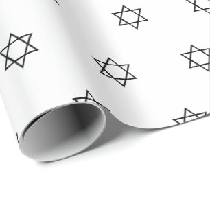 Magen David schwarz-weiß Muster Hanukkah  Geschenkpapier