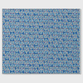 Magen David Swirl Blue und Silver Mosaic Geschenkpapier (Flach)