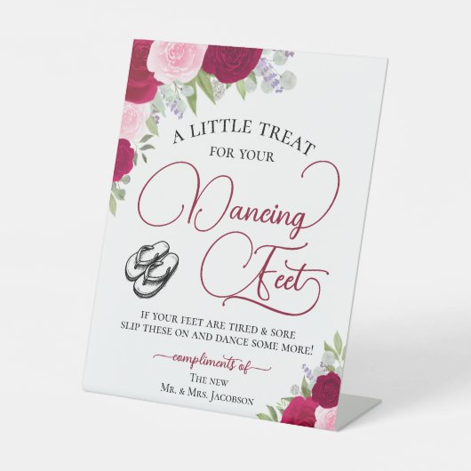 Magena Pink Roses Dancing Feet Dreh Flop Hochzeit Sockelschild (Vorderseite)