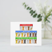 Magenfleck, Viel Glück, Cartoon Katzen. Postkarte (Stehend Vorderseite)