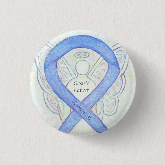 Magenkrebs Engel Awareness Ribbon Art Button (Vorderseite)