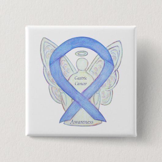 Magenkrebs Engel Awareness Ribbon Art Button (Vorderseite)