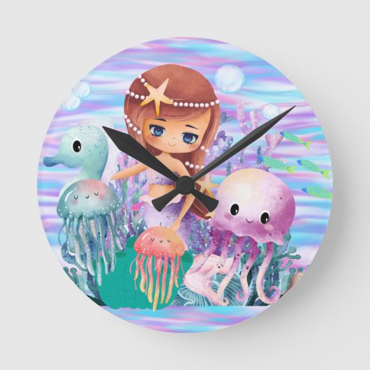 Magenmädchen mit einem Stern im Haar, der im Oce s Runde Wanduhr (Vorderseite)