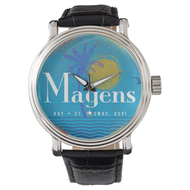 Magens Bay Mid Century Retro USVI St. Thomas Armbanduhr (Vorderseite)