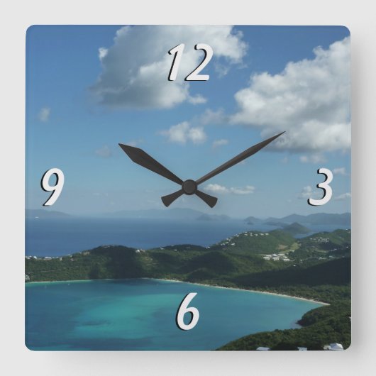 Magens Bay, St. Thomas Beautiful Island Scene Quadratische Wanduhr (Vorderseite)