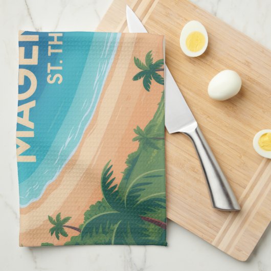 Magen's Bay, St. Thomas Geschirrtuch (Viertel Falte)