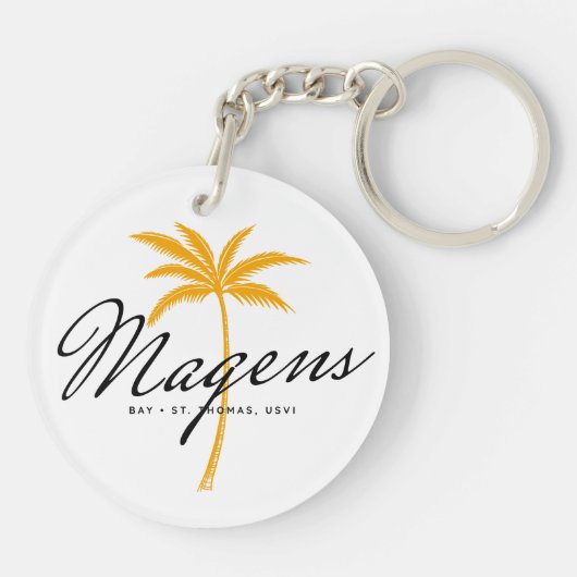 Magens Bay St Thomas USVI Minimal Palm Tree Schlüsselanhänger (Rückseite)