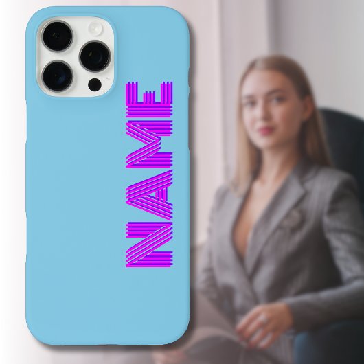 Magenta 3D Indigo Moderner Name | Funny Sky Blue Case-Mate iPhone Hülle
