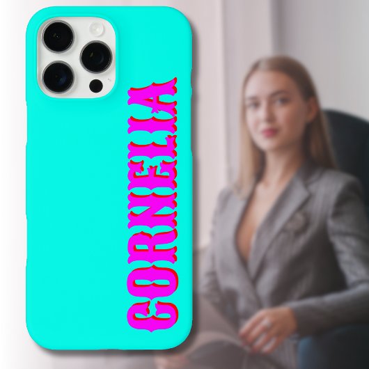 Magenta 3D Red Modern Name | Funny Türkquoise Case-Mate iPhone Hülle