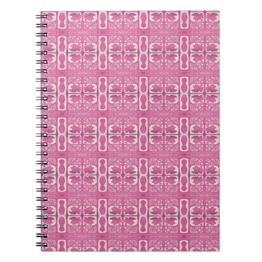 Magenta Abstract Hand Carved Block Print Journal Notizblock (Vorderseite)