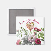 Magenta Accent Floral Mother Day Foto Magnet (Vorderseite/Rückseite)