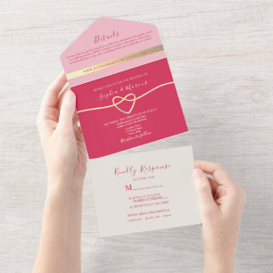 Magenta All-in-One Hochzeitseinladung + Foto All In One Einladung