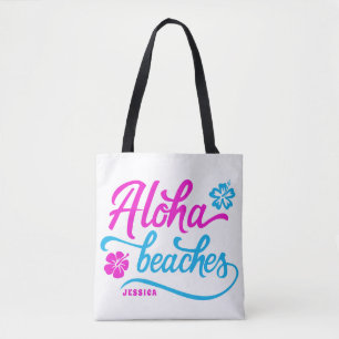 Magenta Aloha Beaches Summer Pub Personalisiert Tasche