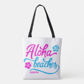 Magenta Aloha Beaches Summer Pub Personalisiert Tasche (Rückseite)