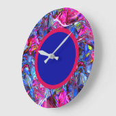 Magenta and Blue Swirl Modern Wall Clock Große Wanduhr (Winkel)