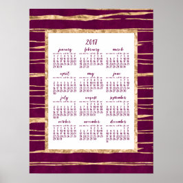 Magenta and Gold Foil Annual 2017 Calendar Poster