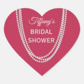 Magenta and Pearls Brautparty Herz-Aufkleber (Vorderseite)
