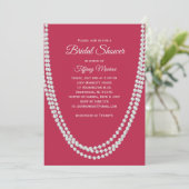 Magenta and Pearls Bridal Dusche Einladung (Stehend Vorderseite)