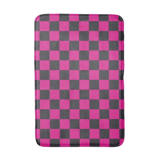 Magenta and smoke checkerboard pattern badematte (Vorderseite Vertikal)