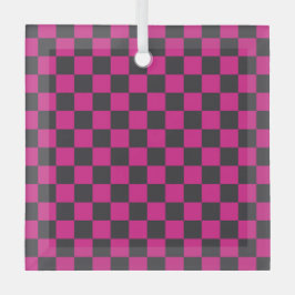 Magenta and smoke checkerboard pattern ornament aus glas