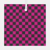 Magenta and smoke checkerboard pattern ornament aus glas (Rückseite)